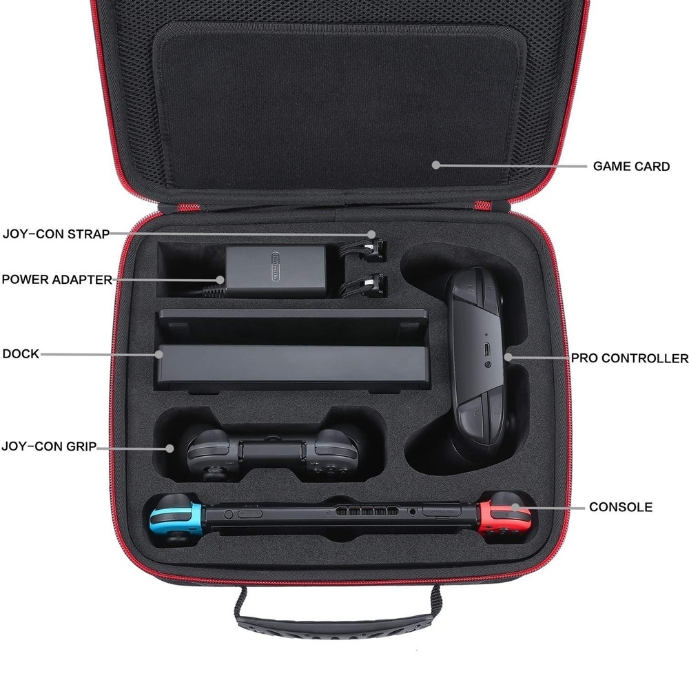 Hard Shell Carrying Case for Nintendo Switch Foam  Travel Storage Case Black